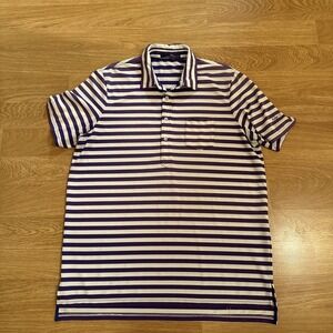 RLX‎ Ralph Lauren Shirt Mens Golf Polo XL Purple/White Striped Performance Polo